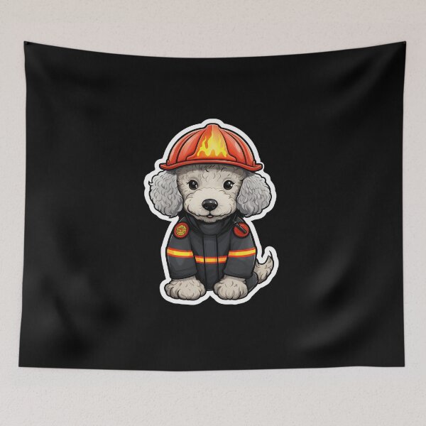 Item preview, Firefighter Bedlington Terrier designed and sold by CUTEDOGGIEZ.