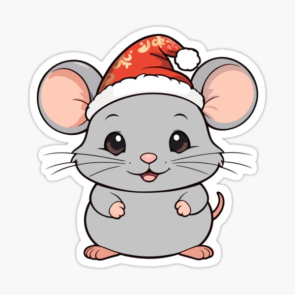 Item preview, Tiny Mouse in Santa's hat designed and sold by MamikonarsRB.