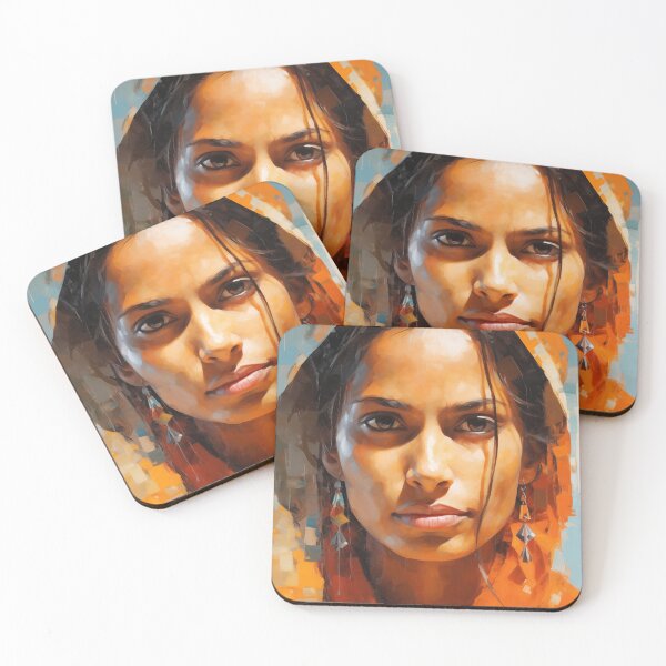 Item preview, Indian Girl Minimal Style Oil Impasto Portraits Art designed and sold by LinhChan.