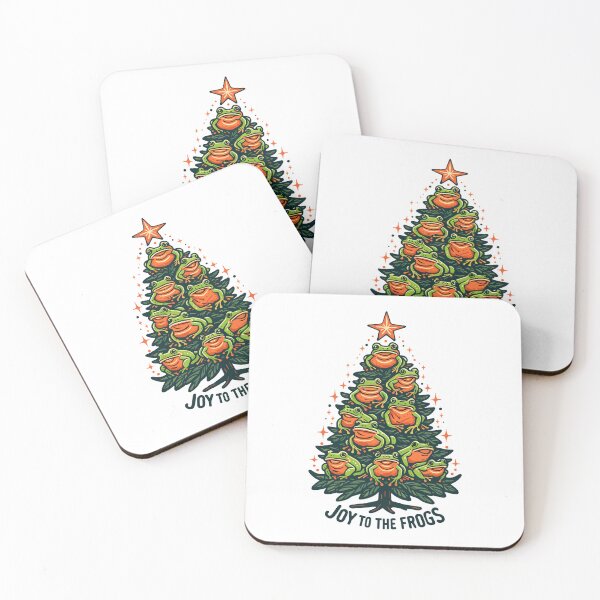 Item preview, Festive Amphibians: Frogs on a Xmas Tree Singing, Joy to the frogs designed and sold by EmeraldeaArt.