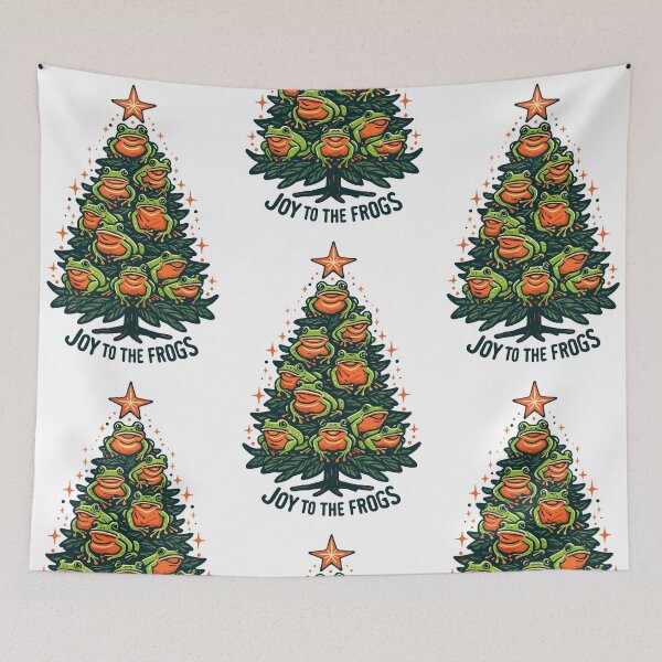 Item preview, Festive Amphibians: Frogs on a Xmas Tree Singing, Joy to the frogs designed and sold by EmeraldeaArt.