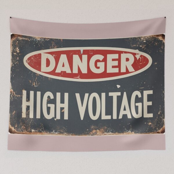 Item preview, Danger! High Voltage Vintage Retro Tin Sign Metal Tinplate designed and sold by sadedream.