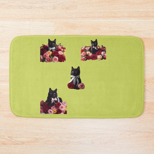 Item preview,  cute black cats with flowers  designed and sold by Cuteanimecorner.