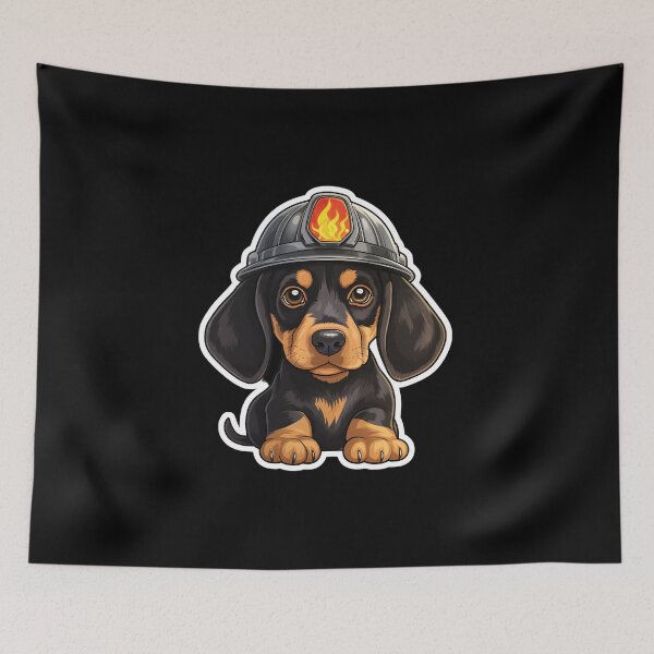 Aperçu de l'œuvre Pompier Black and Tan Coonhound créée et vendue par CUTEDOGGIEZ.