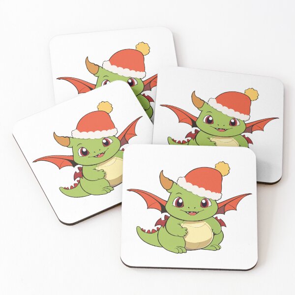 Item preview, Adorable green Baby Dragon with Santa hat designed and sold by MamikonarsRB.