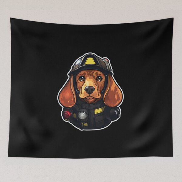 Item preview, Firefighter St. Hubert Hound Puppy designed and sold by CUTEDOGGIEZ.