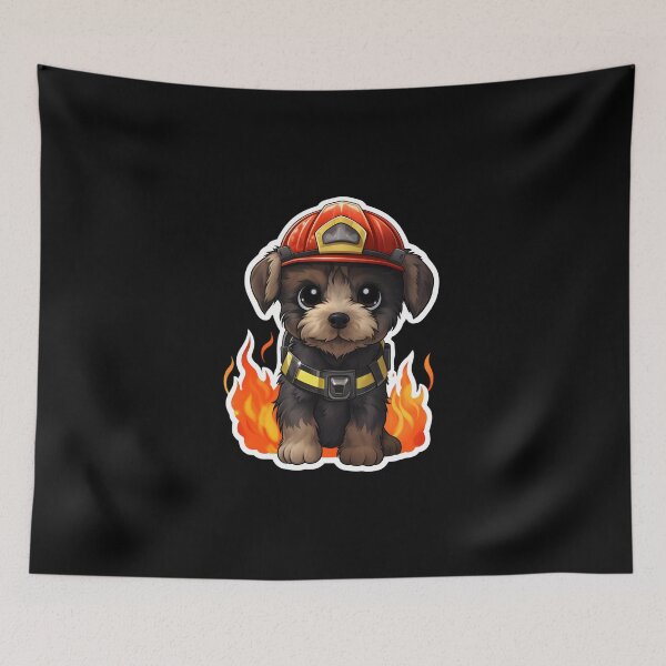 Item preview, Firefighter Border Terrier designed and sold by CUTEDOGGIEZ.