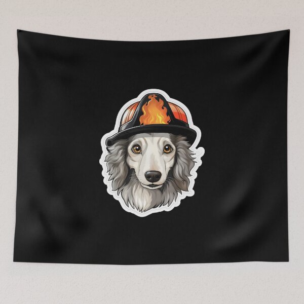Item preview, Firefighter Borzoi designed and sold by CUTEDOGGIEZ.