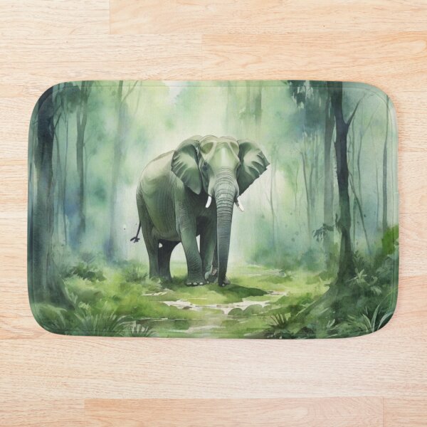 Item preview, Elephant in Green forest_watercolour designed and sold by shokA Design.