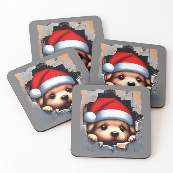 Item preview, Christmas 3d Cute puppy Dog in a Santa hat designed and sold by SideKickCreates.