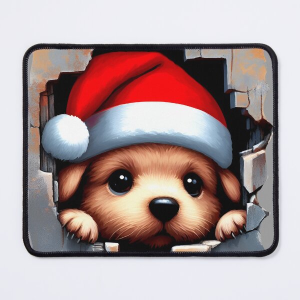 Item preview, Christmas 3d Cute puppy Dog in a Santa hat designed and sold by SideKickCreates.