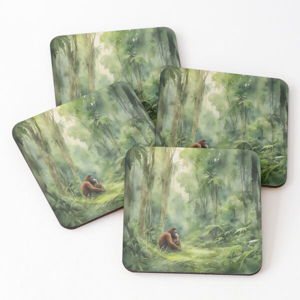 Item preview, orangutan in Green forest_watercolour designed and sold by shokA Design.