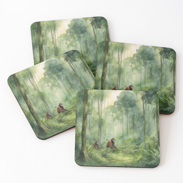 Item preview, orangutan in Green forest_watercolour designed and sold by shokA Design.