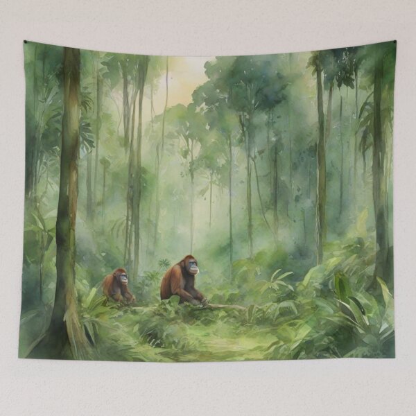 Item preview, orangutan in Green forest_watercolour designed and sold by shokA Design.