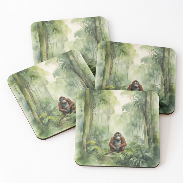 Item preview, orangutan in Green forest_watercolour designed and sold by shokA Design.