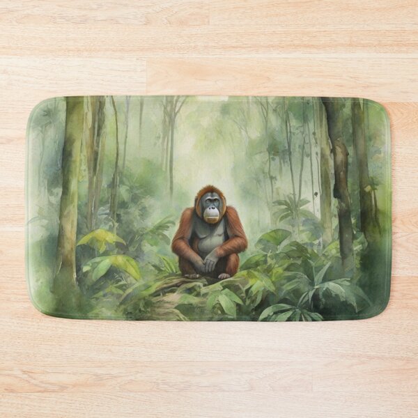 Item preview, orangutan in Green forest_watercolour designed and sold by shokA Design.