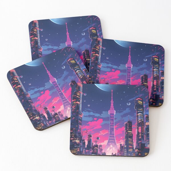 Item preview, Futuristic Cyberpunk Cityscape: Moonlit Majesty with Eiffel Tower Centerpiece designed and sold by Cr-AI-tive.