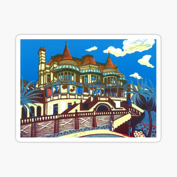 Item preview, East Cliff Hall - (The Russell-Cotes Art Gallery and Museum) - Linocut by Francesca Whetnall designed and sold by Cecca-Designs.