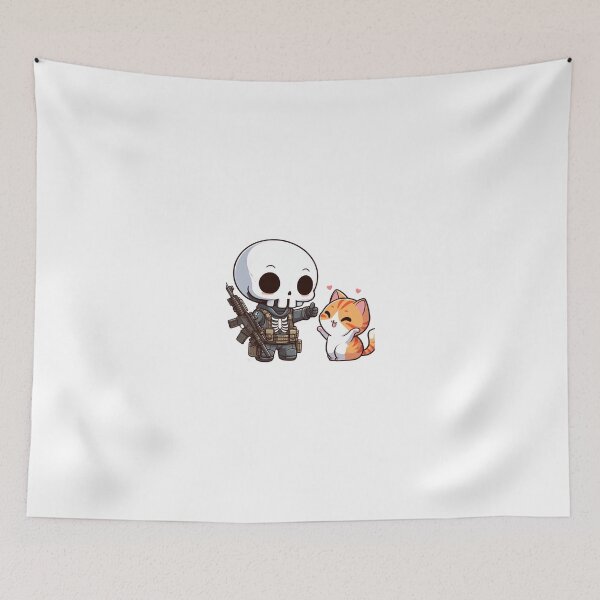 Item preview, Cute skeleton with orange kitty designed and sold by Wxjtecki.