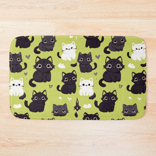Item preview, seamless pattern of cute and black cats designed and sold by Cuteanimecorner.