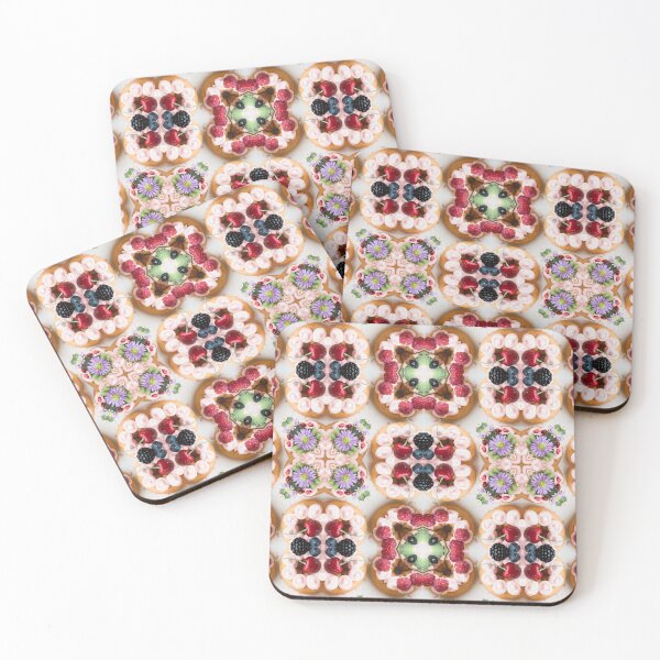 Item preview, Fruit and flower decorated whipped cream cakes abstract pattern designed and sold by Lady-Frost.