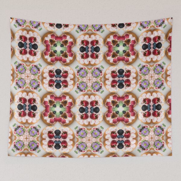 Item preview, Fruit and flower decorated whipped cream cakes abstract pattern designed and sold by Lady-Frost.