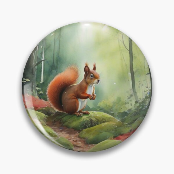 Artikelvorschau, Rotes Eichhörnchen im grünen Wald_Aquarell entworfen und verkauft von shokA Design.