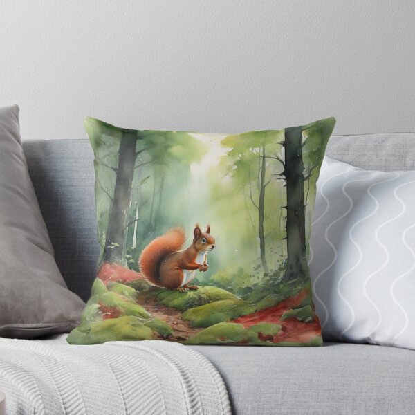 Item preview, Red Squirrel in Green forest_watercolour designed and sold by shokA Design.