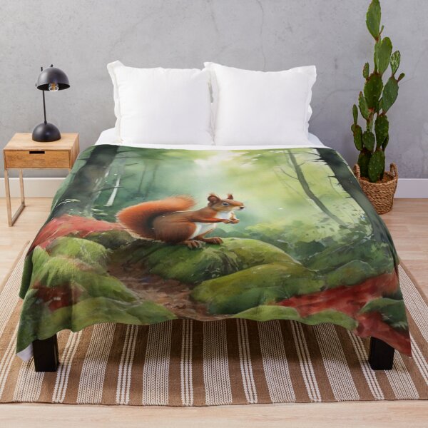 Item preview, Red Squirrel in Green forest_watercolour designed and sold by shokA Design.