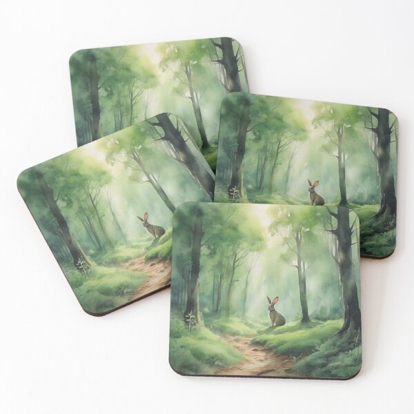 Item preview, Rabbit in Green forest_watercolour designed and sold by shokA Design.
