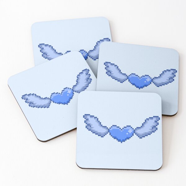 Item preview, pixel blue heart with wings designed and sold by ceyin.