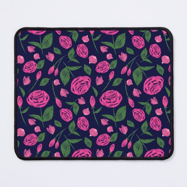Item preview, Pink Watercolor Roses Pattern No.1 On Dark Blue designed and sold by QuestingPixel.
