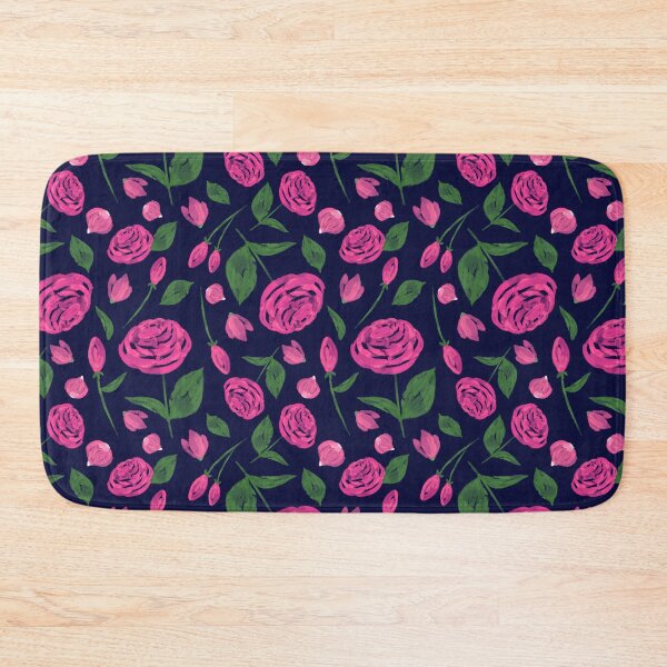 Item preview, Pink Watercolor Roses Pattern No.1 On Dark Blue designed and sold by QuestingPixel.