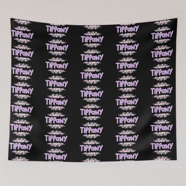 Item preview, Purple Flower Tiffany Name Label (Black) designed and sold by NormadWorld.