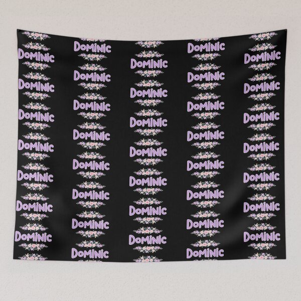 Item preview, Purple Flower Dominic Name Label (Black) designed and sold by NormadWorld.