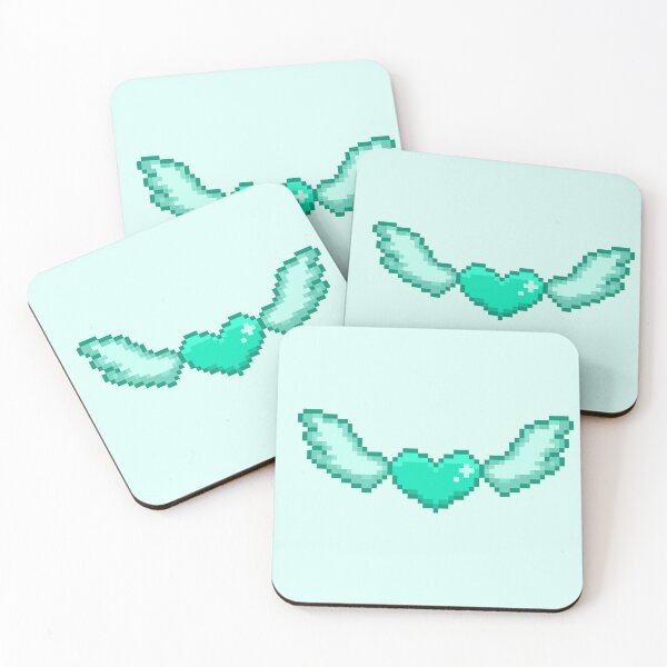 Item preview, pixel green heart with wings designed and sold by ceyin.