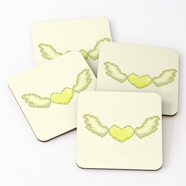 Item preview, pixel yellow heart with wings designed and sold by ceyin.