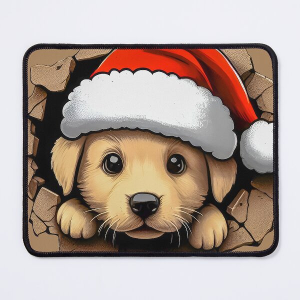 Item preview, Christmas 3d Cute puppy Dog in a Santa hat designed and sold by SideKickCreates.