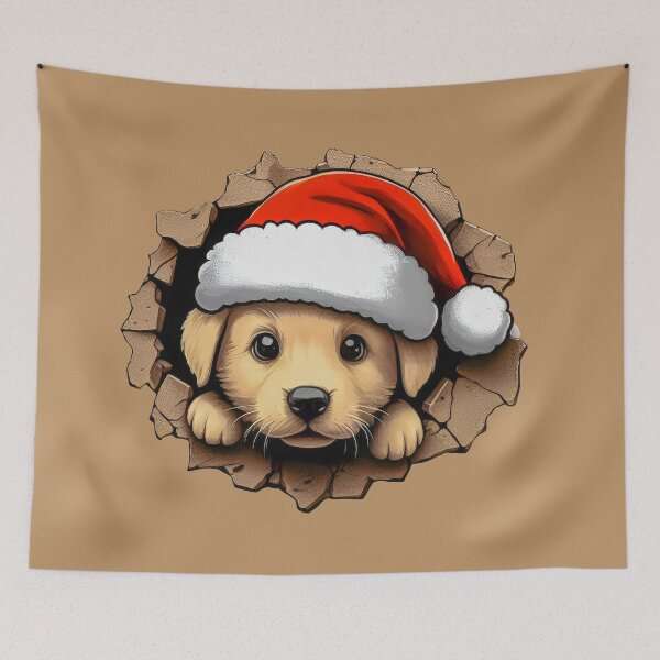 Item preview, Christmas 3d Cute puppy Dog in a Santa hat designed and sold by SideKickCreates.