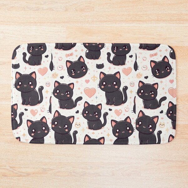 Item preview, seamless pattern of cute and black cats designed and sold by Cuteanimecorner.