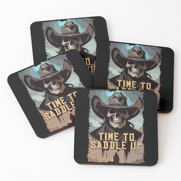 Item preview, Time To Saddle Up Skull Wild West Cowboy Quote Illustration designed and sold by Naumovski.