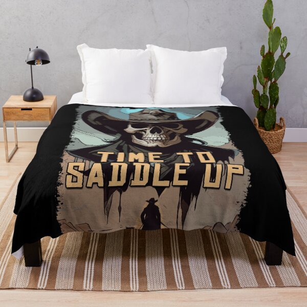 Item preview, Time To Saddle Up Skull Wild West Cowboy Quote Illustration designed and sold by Naumovski.