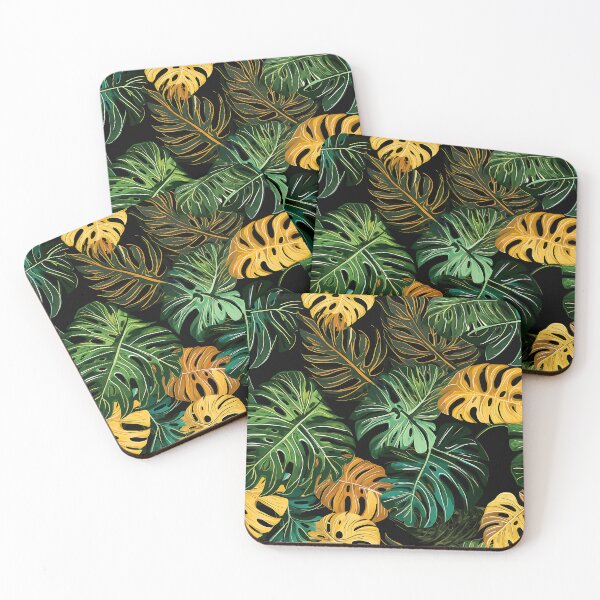 Item preview, Monstera Vibrant Tropical Leaves on a Black Background designed and sold by HisoTorDesign.