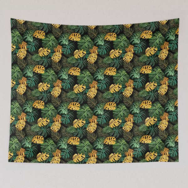 Item preview, Monstera Vibrant Tropical Leaves on a Black Background designed and sold by HisoTorDesign.