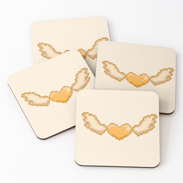 Item preview, pixel orange heart with wings designed and sold by ceyin.