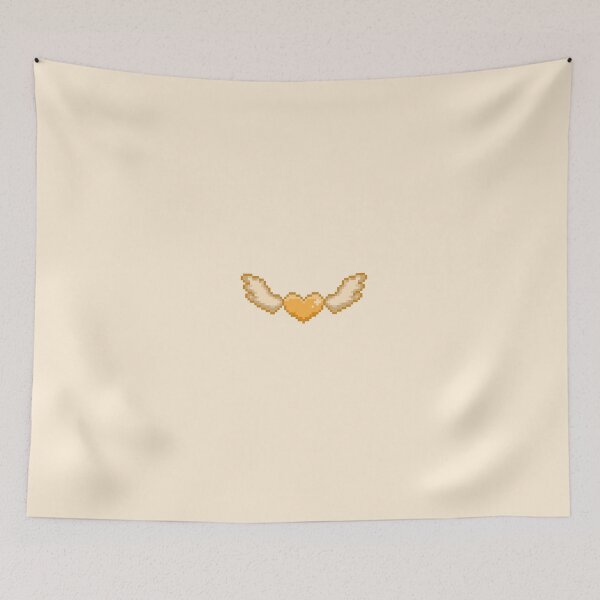 Item preview, pixel orange heart with wings designed and sold by ceyin.