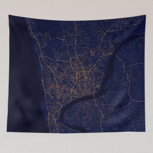 Item preview, Chittagong, Bengal, Bangladesh Map -  City At Night designed and sold by deMAP.