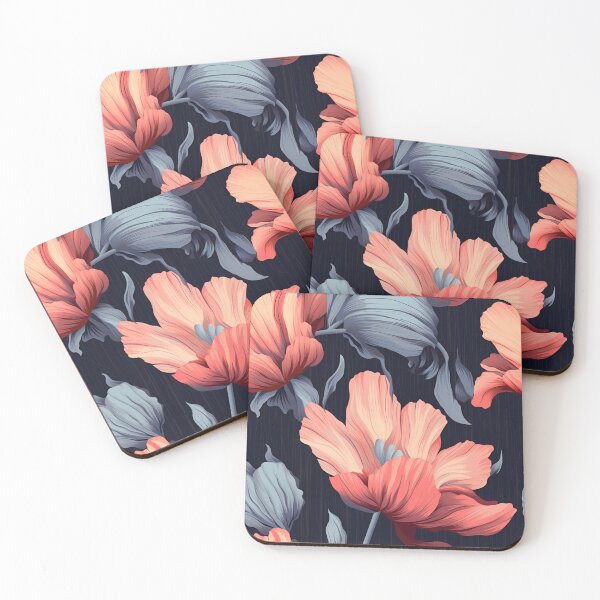 Item preview, Light orange and light azure tulips, poppies flower designed and sold by Artdroid.