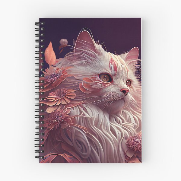 Item preview, white kitten florals, cat, animal lover designed and sold by Adorn Prints.