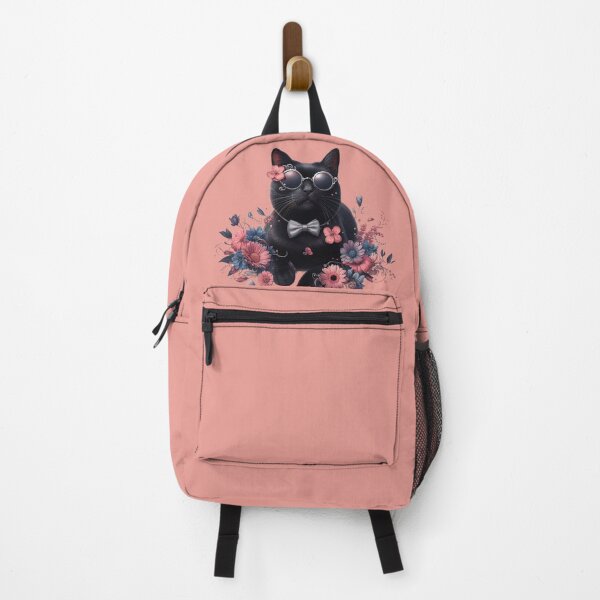 Item preview, cute black cats with glasses and flowers designed and sold by Cuteanimecorner.